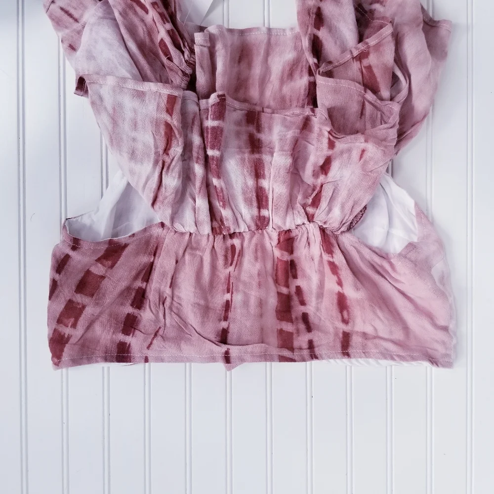Tobi Sienna Cut Out Tie Dye Crop Ruffle Top Medium Cropped NEW NWT - Picture 7 of 7